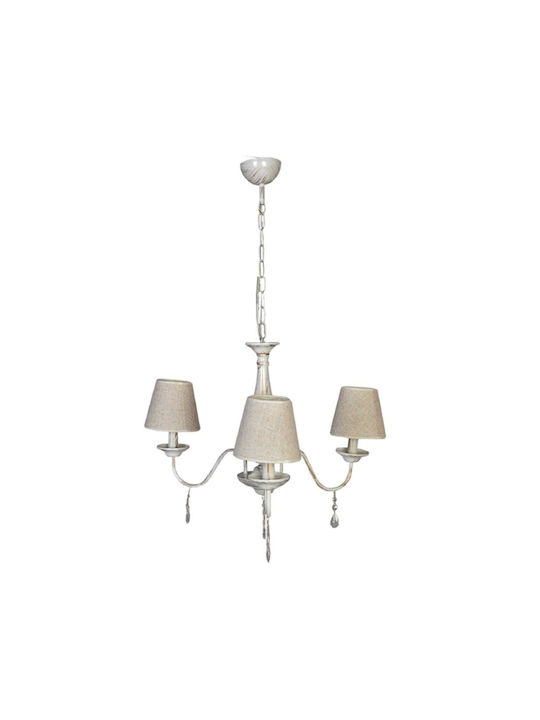Inlight 5010-3 Πολυέλαιος 3xE14 Ø55cm με Καπέλα Λευκός 55x30cm 5010-3