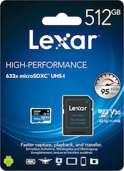 Lexar High-Performance 633x microSDXC 512GB Class 10 U3 V30 A2 UHS-I with Adapter