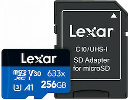 Lexar High-Performance 633x microSDXC 256GB Klasse 10 U3 V30 A1 UHS-I mit Adapter