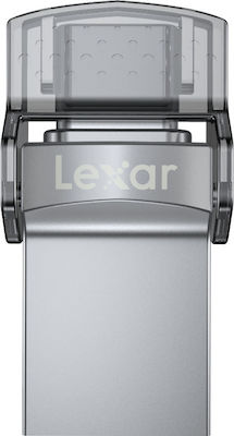 Lexar JumpDrive Dual Drive D35c 64GB USB 3.0 Stick mit Verbindung USB-A & USB-C Silber