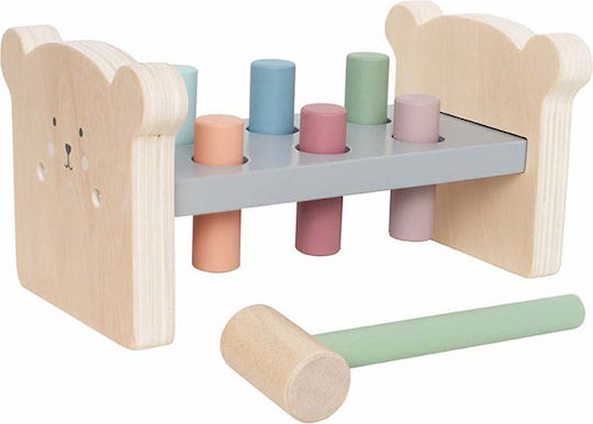 Jabadabado Hammer Toy Wooden Bench With Cylinders And Hammer Teddy made of Wood for 18++ Months