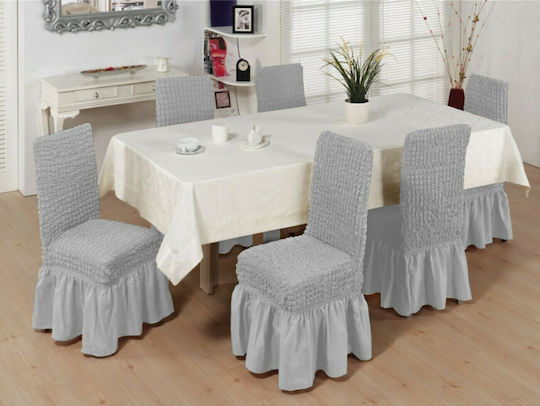 Ehome Elastic Cover for Chair Light grey with back and side panels 6 pcs 6pcs EH-0157