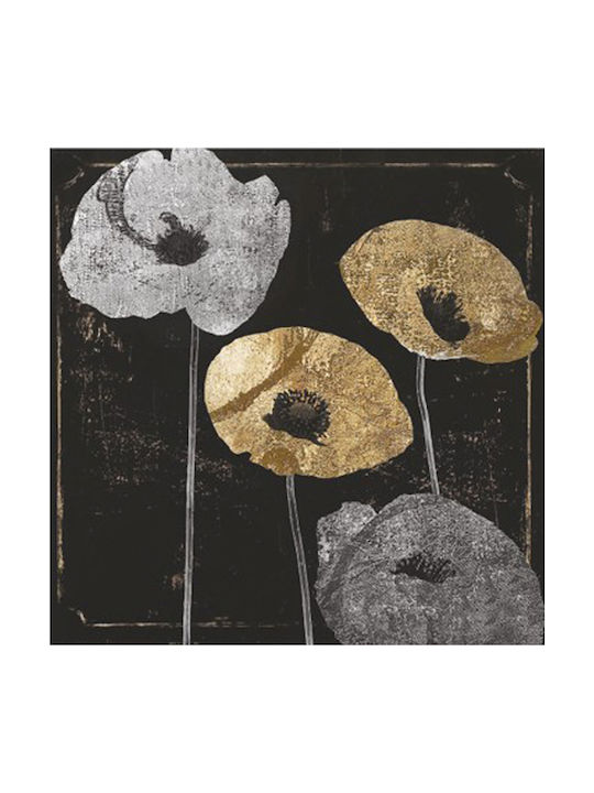 HomeMarkt Golden Flowers Painting on Canvas 45x45cm