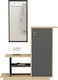 Hallway Furniture with Mirror and Shoe Rack Φυσικό / Ανθρακί 80x29.5x90cm