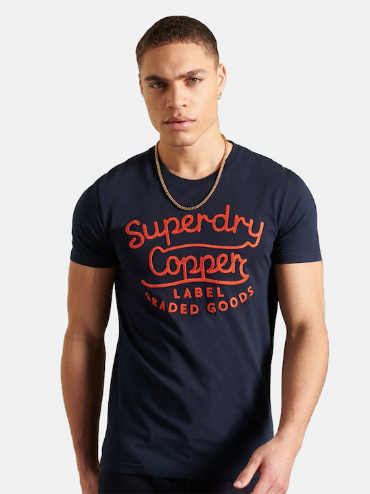 Superdry Workwear Graphic Ανδρικό T-shirt Navy Μπλε με Λογότυπο