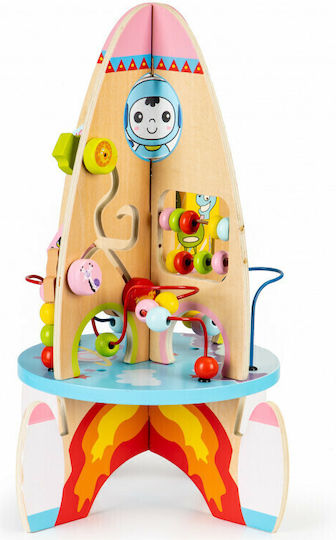 Ecotoys Jucărie pentru Bebeluși Rachetă educativă multicoloră 8în1 din Lemn pentru 36++ Luni