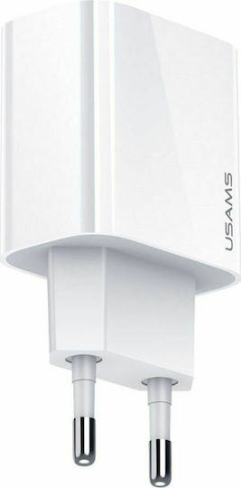 Usams Φορτιστής Χωρίς Καλώδιο με Θύρα USB-C 20W Power Delivery Λευκός (US-CC118 T34)