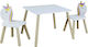 Unicorn Kids Table and Chairs Set made of Wood White