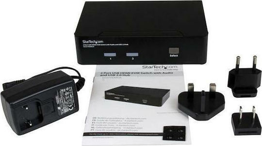 StarTech 2-Port USB HDMI KVM Switch with Audio and USB 2.0 Hub SV231HDMIUA