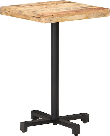 vidaXL Auxiliary Table for Small Outdoor Spaces Wooden with Metal Frame Bistro Natural 50x50x75cm