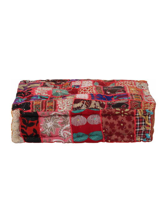 Bean Bag Bolster Poof Patchwork Red 50x50x12cm