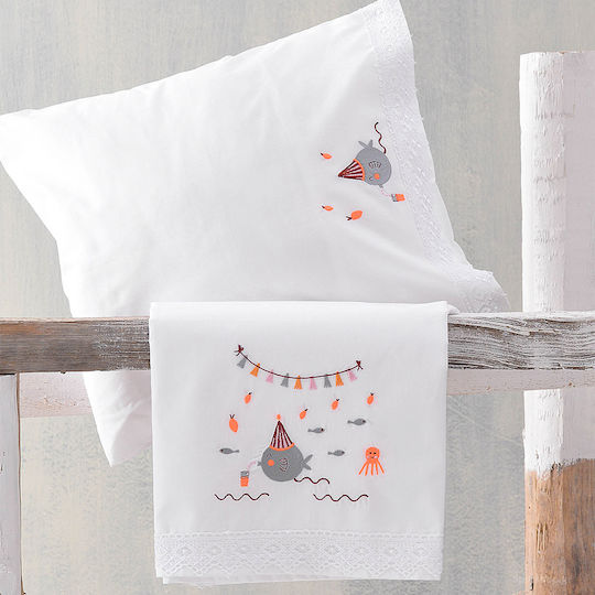 Rythmos Bubbles Set Baby Bettlaken Für Krippe Baumwolle Orange 105x160cm 3Stück