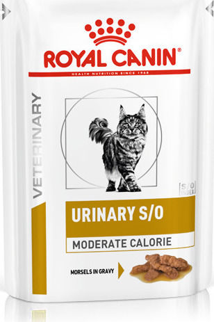 Royal Canin Urinary S/O Moderate Calorie Nassfutter für Erwachsene Katzen in Beutel mit Geflügel und Fisch Diät 85gr