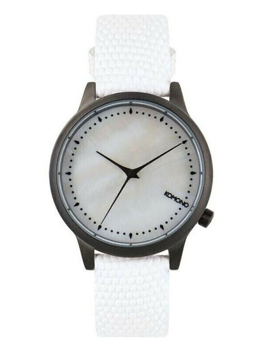 Komono Women's Watch with White Leather Strap