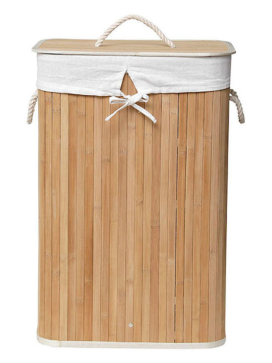 Aria Trade 8709195 Καλάθι Απλύτων Bamboo Πτυσσόμενο με Καπάκι 60x60x60cm Καφέ