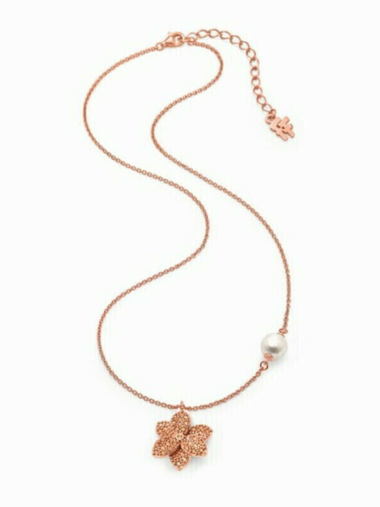 Folli Follie Blooming Grace with design Flower from Gold Plated Silver with Zircon