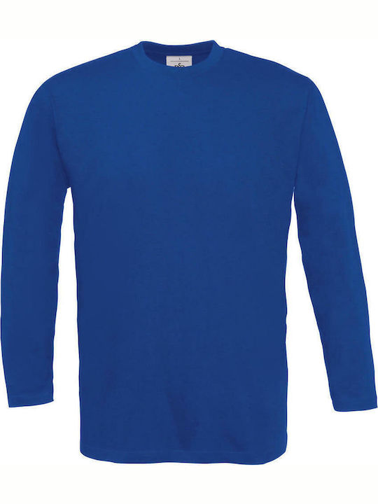 B&C Exact 190 LSL Ανδρικό Διαφημιστικό T-shirt Royal