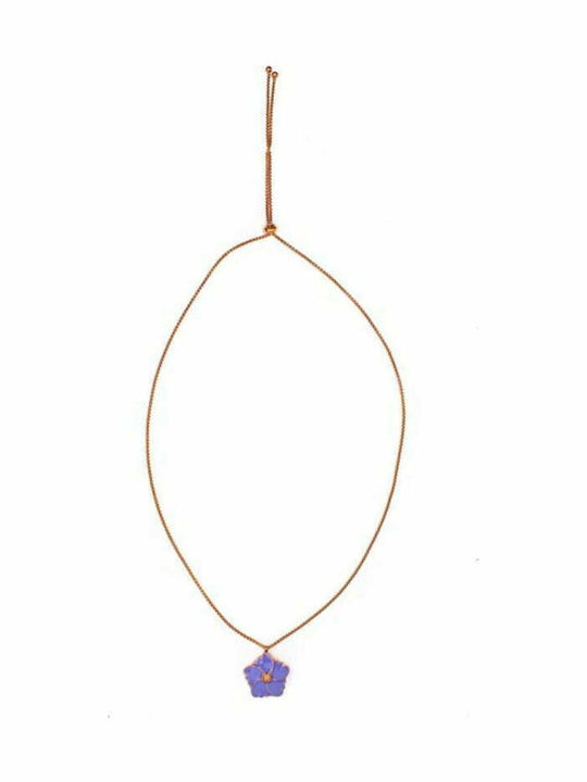 Folli Follie Bloom Bliss Rose Necklace with design Flower from Gold Plated Steel with Diamond