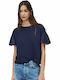 Pepe Jeans Geovanna Women's Summer Crop Top Short Sleeve Navy Blue