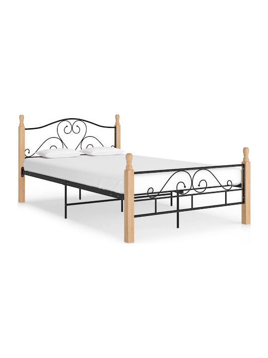 Κρεβάτι Ημίδιπλο Μεταλλικό Μαύρο με Τάβλες για Στρώμα 120x200cm