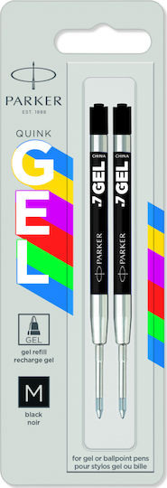 Parker 2 Ανταλλακτικά Μελάνια για Στυλό Medium Μαύρα