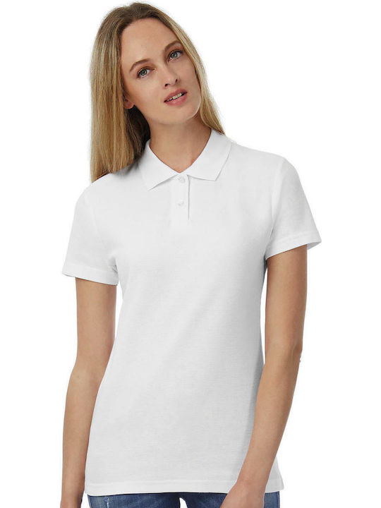 B&C ID.001 Damen-Werbe-Polo-T-Shirt in Weiß