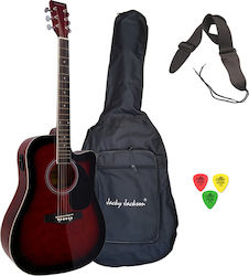 Jacky Jackson Ακουστική Κιθάρα 801CTV Bundle Cutaway Redburst Burst