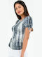 Women's Summer Blouse Short Sleeve Black / White