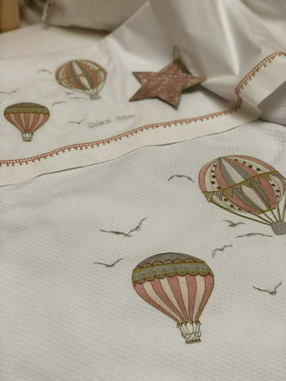 Raison D' Etre Set Lenjerie De Patut Bebe Balon Cu Aer Cald Roz 120x160cm