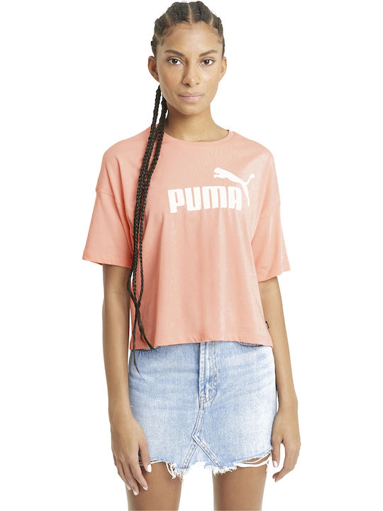 Puma Essentials Γυναικείο Αθλητικό Crop T-shirt Ροζ
