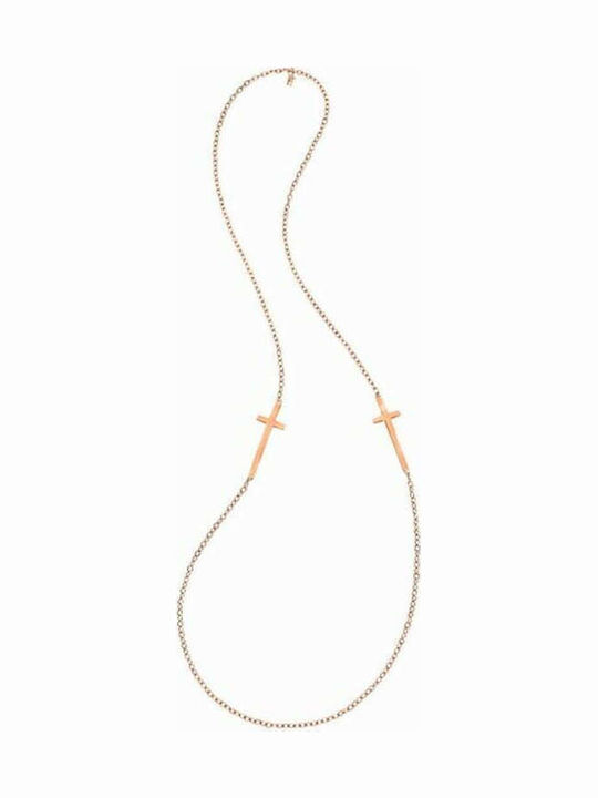Folli Follie Pink Gold Plated Steel Necklace