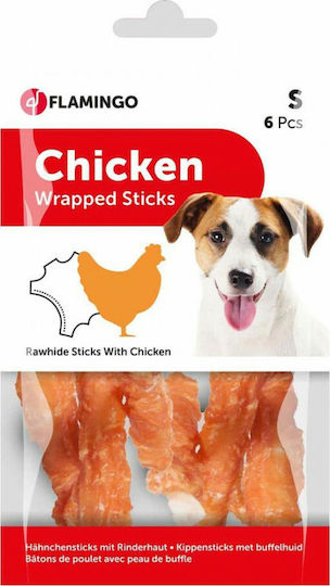 Flamingo Wrapped Dog Stick Treats Medium Breeds with Chicken 12cm 70gr 6pcs 514533