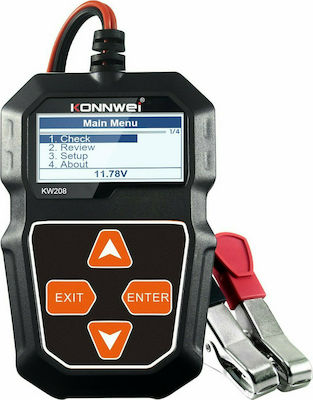 Konnwei KW208 Ψηφιακό Battery Tester με Κροκοδειλάκια 12V