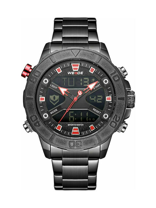 Weide Αναλογικό/Ψηφιακό Ρολόι Μπαταρίας με Μεταλλικό Μπρασελέ σε Μαύρο χρώμα