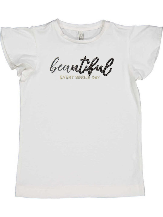 Birba Trybeyond Kids Blouse Short Sleeve White Μπλουζάκι "Beautiful" 24446 999.24446.00