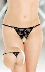 Softline 2339 Crotchless Sexy String Femei Sexy Șir de caractere cu decupaje Black 559123391