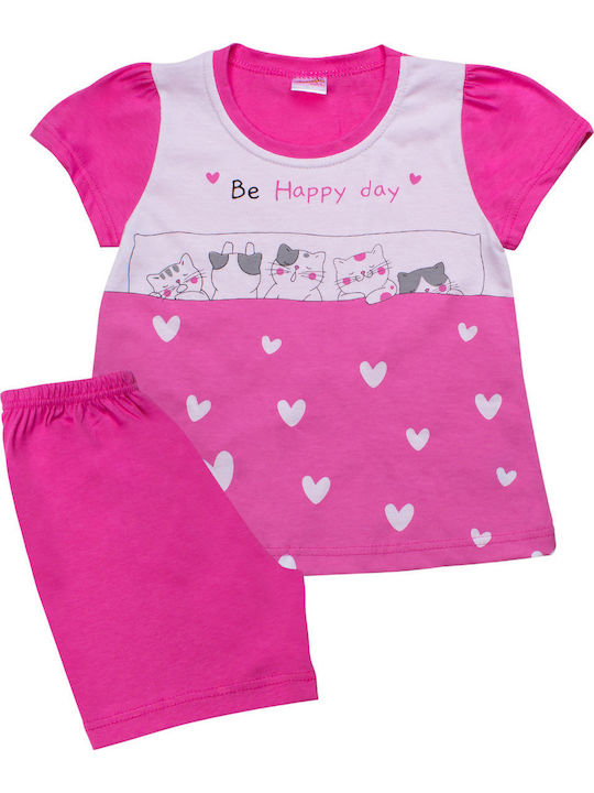 Minerva Kids' Pajamas Summer Fuchsia Happy