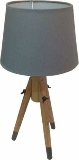 Etoile Lemn Vintage Lampă de masă cu Abajur Gri și Bază Maro