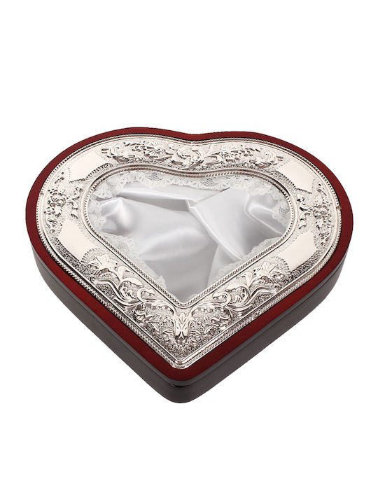 Keskor Tabletop Heart Shaped Wedding Crown Case Silver Plated Brown/Silver 29x31cm