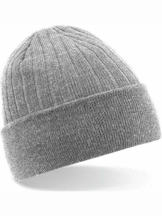 Beechfield B447 Ribbed Reversible Beanie Cap Gray