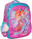 Diakakis Winx 32x18x43cm School Bag Backpack Elementary, Elementary Pink with Water bottle holder 25Liters