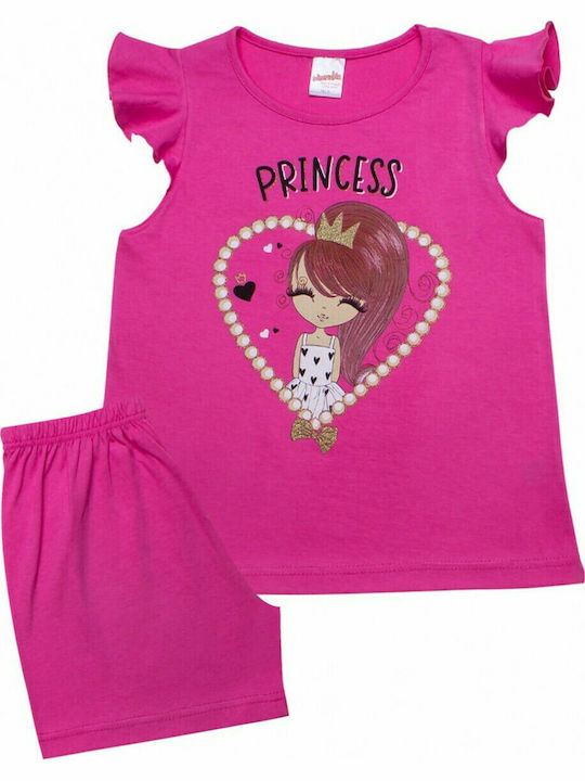 Minerva Kinder Schlafanzug Sommerlich Fuchsie Pearl Princess