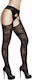 Baci Lingerie Lace Crotchless Suspenderhose Sexy Socks Black