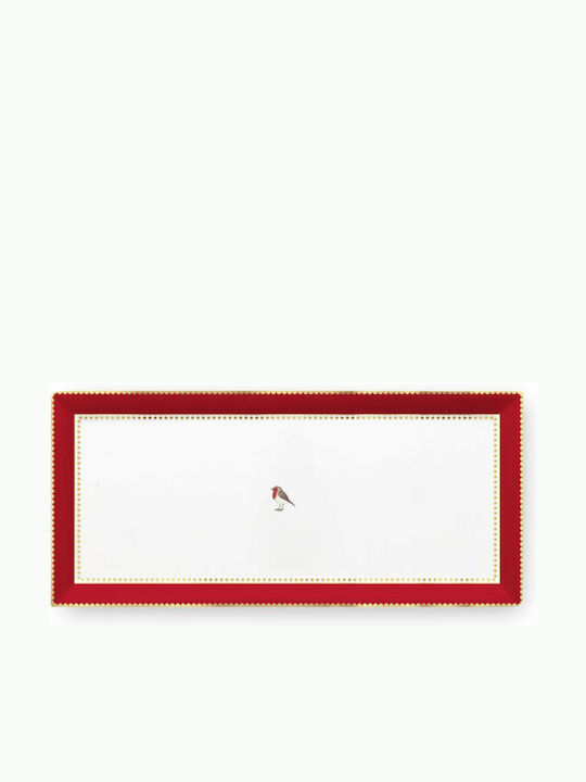 PiP Studio Love Birds Porțelan Dreptunghiular Tavă de Servire White-Red 33.3x33.3x15.5cm 1buc