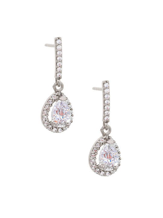 Earring in white gold 14K Princess Mood