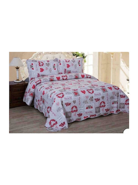 Linea Home Flower Heart Set Coverlet Single Microfiber Red 160x220cm 2pcs