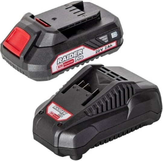 Raider Σετ Μπαταρίας Λιθίου Χωρητικότητας 2Ah 20V με Φορτιστή