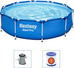 Bestway Steel Pro Πισίνα PVC με Μεταλλικό Σκελετό & Αντλία Φίλτρου 305x305x76εκ.