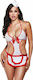 Baci Lingerie Nurse Mesh Negligee & Headwear Set Sexy Kostüm Krankenschwester