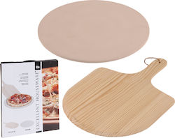 Excellent Houseware Baking Plate Pizza with Wooden Flat Surface 33cm 404000530